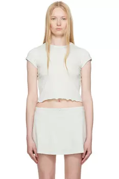 Детская футболка с ажурной вязкой Drop Needle Pointelle Skims, цвет frost