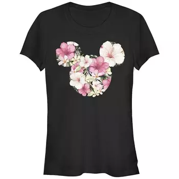 Детская футболка с цветочным наполнением и рисунком на голове Disney's Mickey Mouse, черный