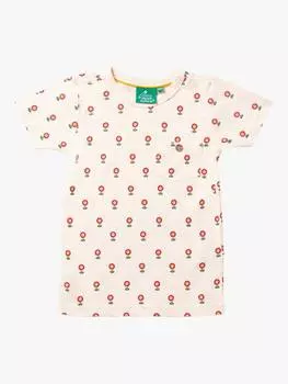 Детская футболка с цветочным рисунком Little Green Radicals, кремовый/разноцветный