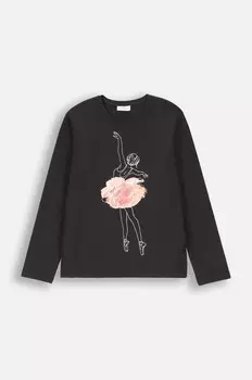 Детская футболка с длинным рукавом из кожи крокодила Coccodrillo, черный