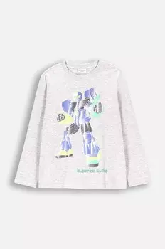 Детская футболка с длинным рукавом из кожи крокодила Coccodrillo, серый