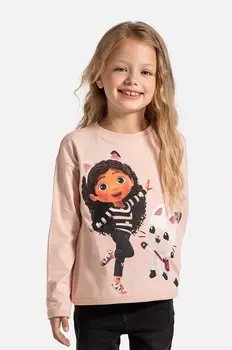 Детская футболка с длинным рукавом из кожи крокодила Coccodrillo, розовый