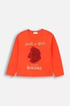 Детская футболка с длинным рукавом из кожи крокодила Coccodrillo, красный