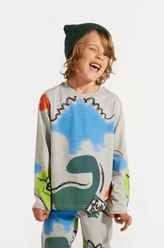 Детская футболка с длинным рукавом из кожи крокодила Coccodrillo, серый