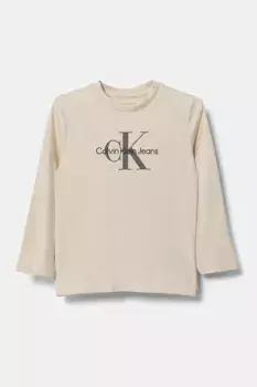 Детская футболка с длинными рукавами Calvin Klein Jeans, бежевый