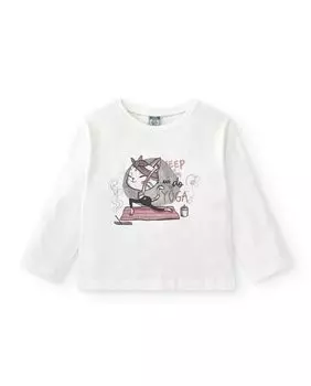 Детская футболка с длинными рукавами цвета экрю Charanga