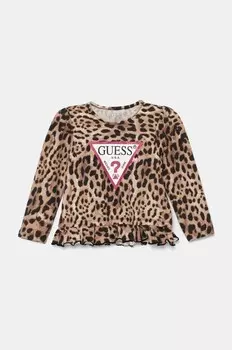 Детская футболка с длинными рукавами Guess, коричневый