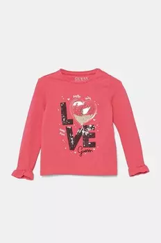 Детская футболка с длинными рукавами Guess, розовый