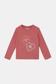 Детская футболка с длинными рукавами Guess, розовый