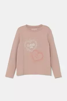Детская футболка с длинными рукавами Guess, розовый