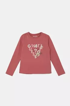 Детская футболка с длинными рукавами Guess, розовый