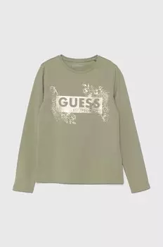 Детская футболка с длинными рукавами Guess, зеленый