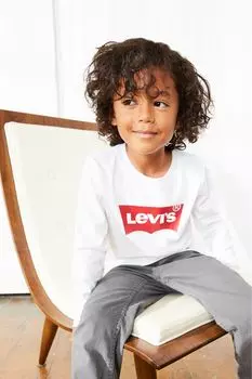 Детская футболка с длинными рукавами и логотипом Levi's, белый