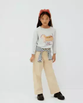 Детская футболка с длинными рукавами и позиционным принтом Kids El Corte Ingls, светло-серый