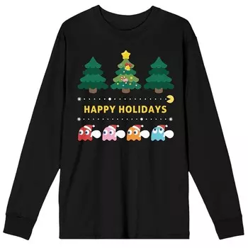 Детская футболка с длинными рукавами Pacman Happy Holidays Licensed Character, черный