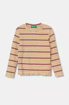 Детская футболка с длинными рукавами United Colors of Benetton, бежевый