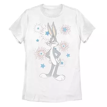 Детская футболка с фейерверком Looney Tunes Bugs Bunny Licensed Character, белый