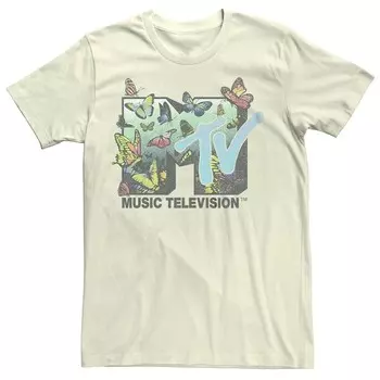 Детская футболка с графическим логотипом MTV Music Television Butterfly Flying Licensed Character, цвет Natural