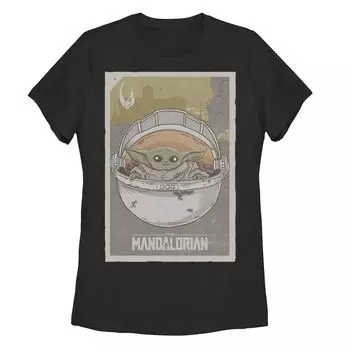 Детская футболка с графическим плакатом «Звездные войны, Мандалорец, ребенок, известный как Малыш Йода» Disney, черный