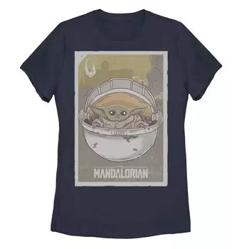 Детская футболка с графическим плакатом «Звездные войны, Мандалорец, ребенок, известный как Малыш Йода» Disney, темно-синий