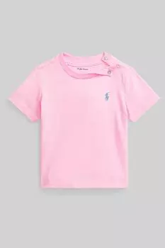 Детская футболка с хлопковым логотипом Polo Ralph Lauren, розовый