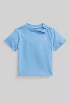 Детская футболка с хлопковым логотипом Polo Ralph Lauren, синий