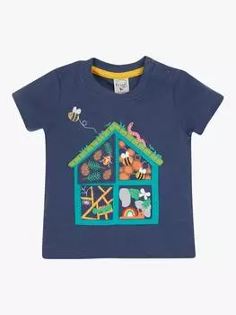 Детская футболка с интерактивной аппликацией из органического хлопка Frugi, цвет Navy Blue