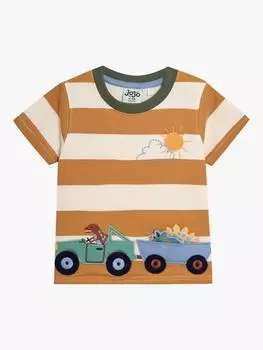 Детская футболка с интерактивной аппликацией t-rex JoJo Maman Bb, цвет Mustard