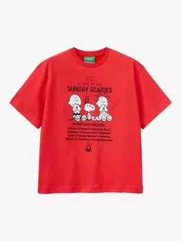 Детская футболка с изображением арахиса Benetton, красный