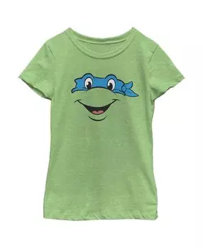 Детская футболка с изображением Черепашек Ниндзя для девочек и лицом Леонардо Nickelodeon