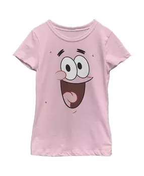 Детская футболка с изображением Губки Боба Квадратных Штанов Патрика Стар и большим лицом для девочек Nickelodeon