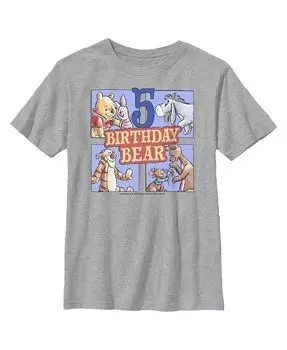 Детская футболка с изображением медведя Винни-Пуха 5 для мальчика на день рождения Disney, серый