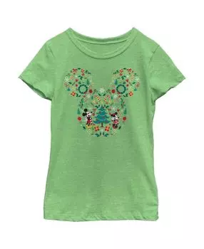 Детская футболка с изображением Микки и друзей «Рождественская страна чудес» и коллажем для девочек Disney