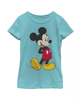 Детская футболка с изображением Микки и друзей улыбающегося Микки Мауса и портрета для девочек Disney