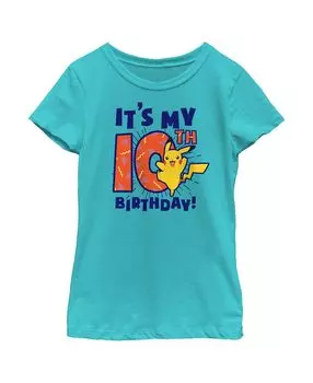 Детская футболка с изображением Покемона «Это мой 10-й день рождения» и Пикачу для девочек Nintendo