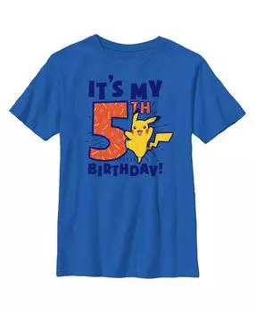 Детская футболка с изображением Покемона Пикачу для мальчика «Это мой 5-й день рождения» Nintendo