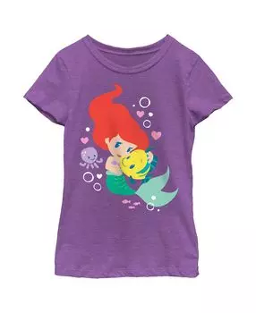 Детская футболка с изображением Русалочки Ариэль Флаундер для девочек Disney