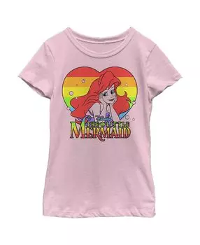 Детская футболка с изображением Русалочки Ариэль и радужным сердцем для девочек Disney
