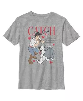 Детская футболка с изображением Русалочки и принца Эрика Грейт-Кэтч для мальчиков Disney, серый