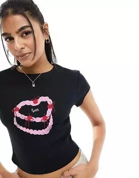 Детская футболка с изображением торта «Бу» черного цвета ASOS DESIGN