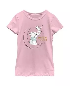 Детская футболка с изображением Винни-Пуха для девочки, загадывающего желания Disney