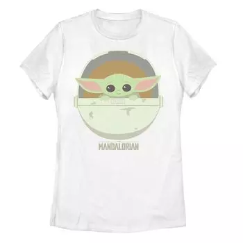 Детская футболка с изображением «Звездных войн, мандалорца, ребенка, известного как Малыш Йода, в переноске с портретом» Star Wars, белый