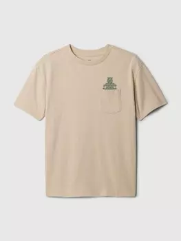 Детская футболка с карманом Gap, бежевый