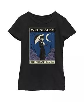 Детская футболка с карточкой Семейка Аддамс для девочек Netflix, черный