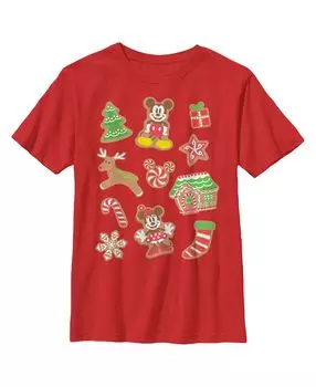 Детская футболка с коллажем «Микки и друзья» для мальчиков «Рождественские пряники» Disney