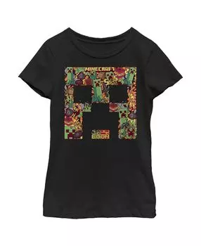 Детская футболка с коллажем Minecraft Creeper для девочек Microsoft