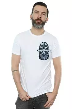 Детская футболка с комбинированным принтом на груди The Mandalorian Mando Star Wars, белый