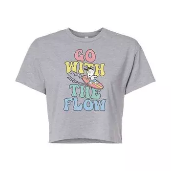 Детская футболка с коротким рукавом и принтом "Арахис" и Снупи в стиле "Go with the flow" Licensed Character, серый