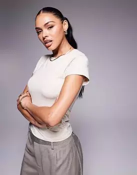 Детская футболка с короткими рукавами ASOS DESIGN в обтягивающем каменном цвете - STONE