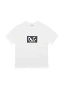 Детская футболка с короткими рукавами и логотипом Little Kid's Dolce&Gabbana, черный